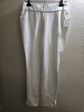 Rafaella White Pull-On Straight-Leg Pants